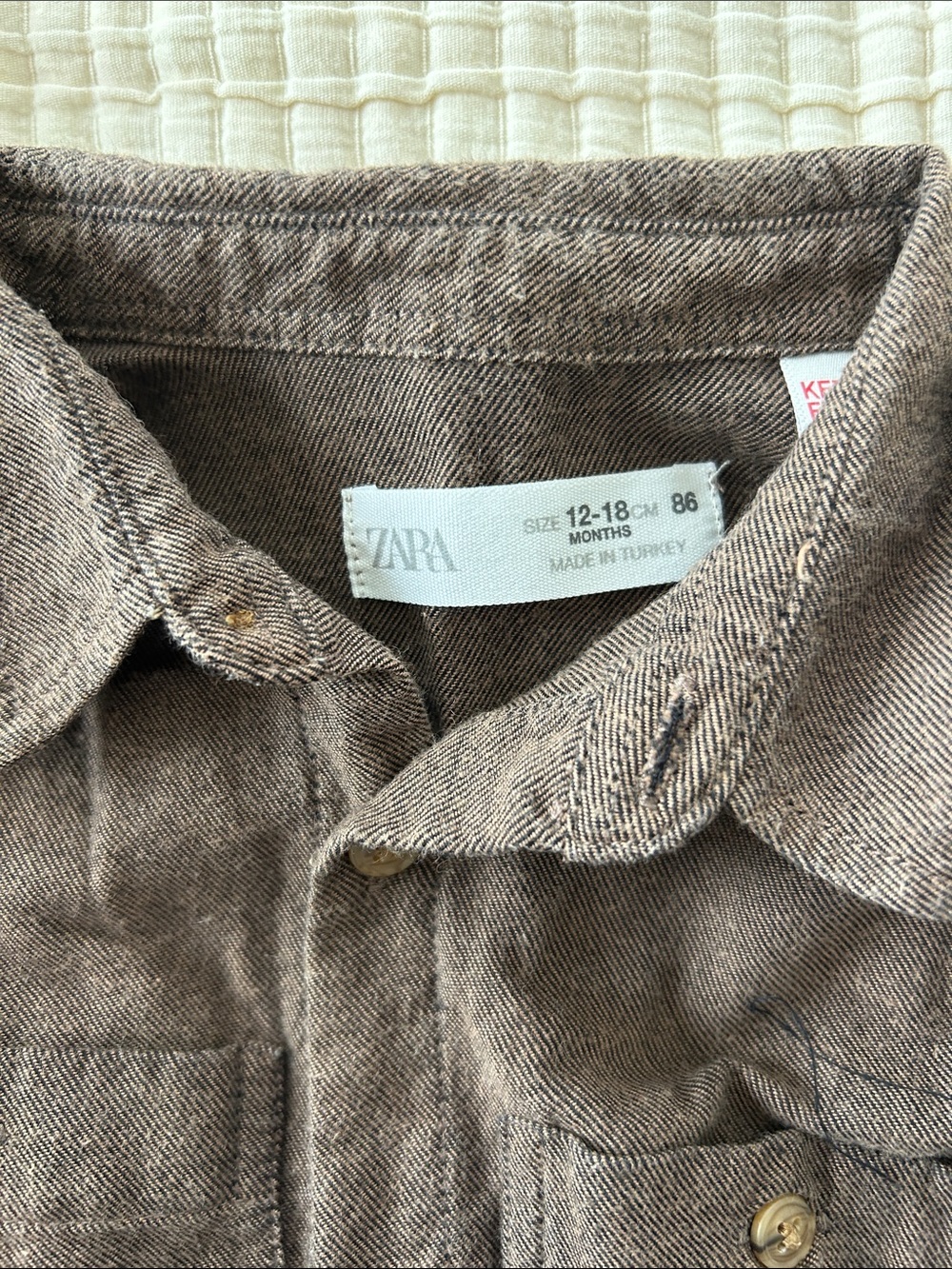 Zara Kids Chocolate Brown Button-Down Shirt - Picture 2 of 3